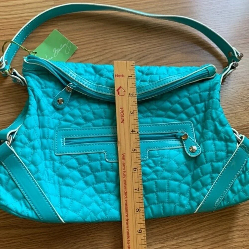 Vera Bradley NWT Turquoise Quilted Patent Leather Detail Hobo Shoulder Bag